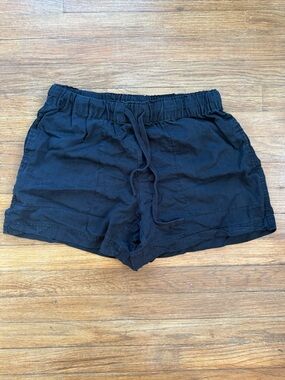 Women's Black Drawstring Lyocell Shorts